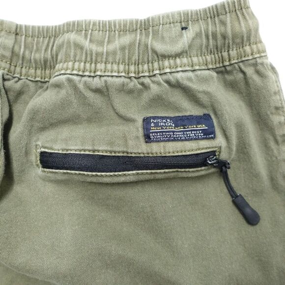 Nickel & Iron Jogger Pants Men Large Olive Green Drawstring Tapered Slash Pocket - Picture 6 of 8